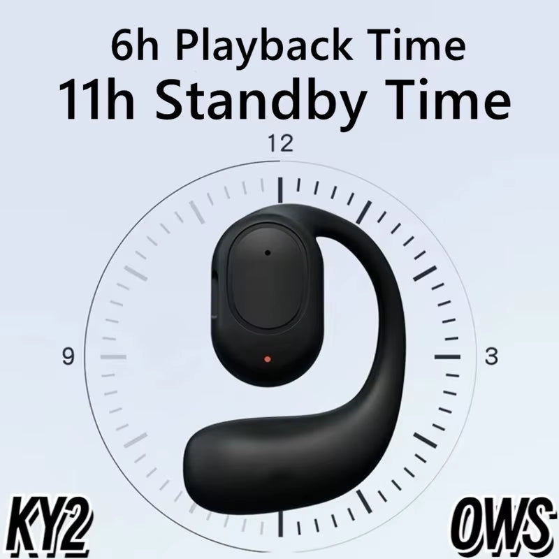 KY2 Wireless Bluetooth Earphones Air Conduction OWS Headphone Hifi Ear-Hook Music Sports Noise Cancel Headset for Smart Phones