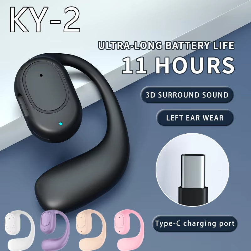 KY2 Wireless Bluetooth Earphones Air Conduction OWS Headphone Hifi Ear-Hook Music Sports Noise Cancel Headset for Smart Phones